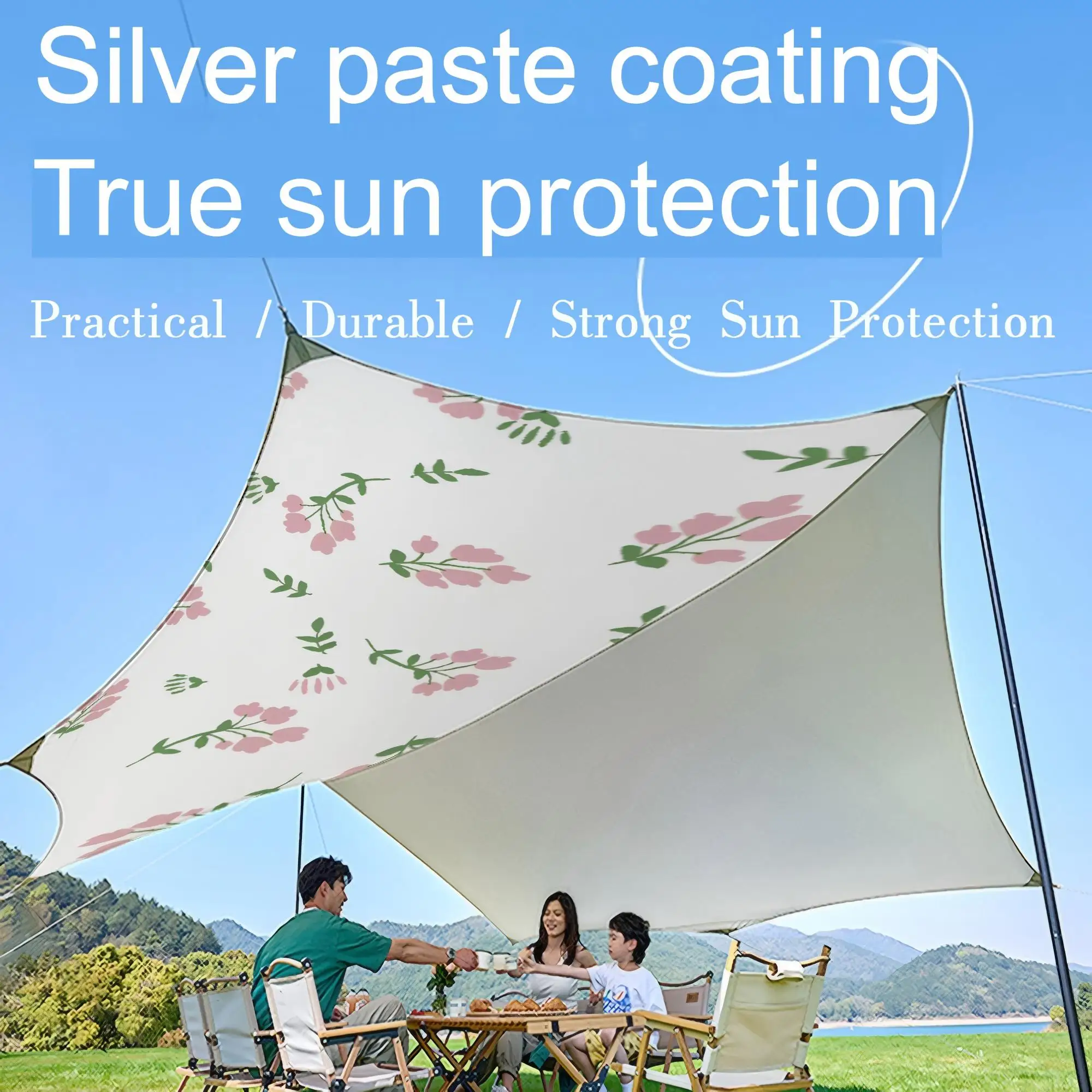 Custom Canopy Tents 5-7 Person Sun Shelter Camping Tent Outdoor Waterproof Sunshade Awning Beach Glue