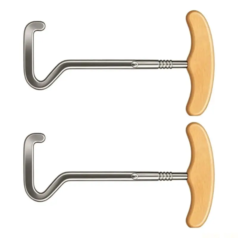 U2JB Wooden T-Handle Boot Hook Ergonomic for Rain Footwear and Outdoor Tasks