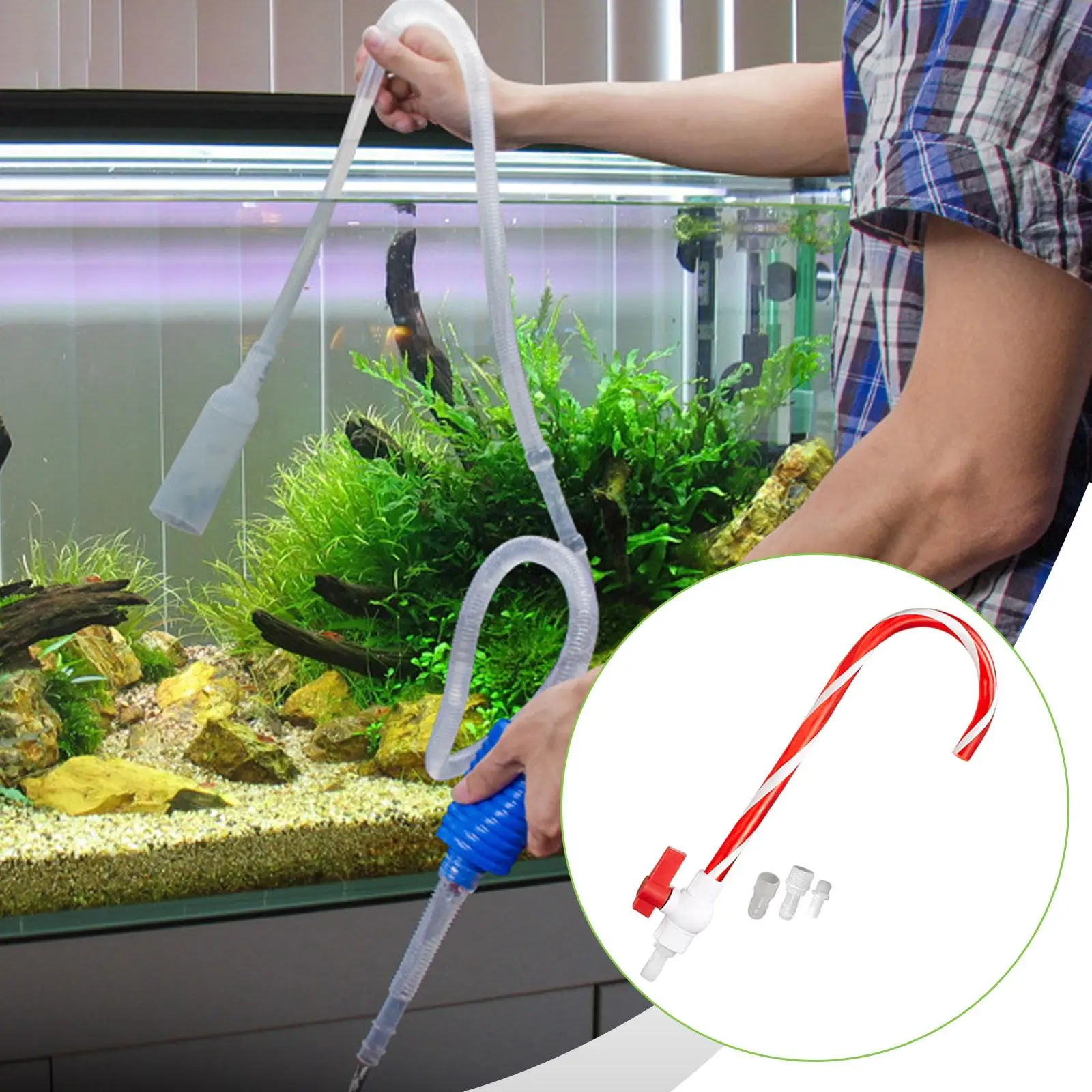 U Shape Aquarium Water Inlet Tube Plastic Refill Pipe with Ball Valve for Easy Fish Tank Maintenance