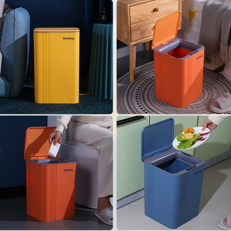 20L Smart Induction Trash Can Kitchen Bathroom Waterproof Automatic Sensor Dustbin with LED Light Home Cleaning Smart Trash Bin