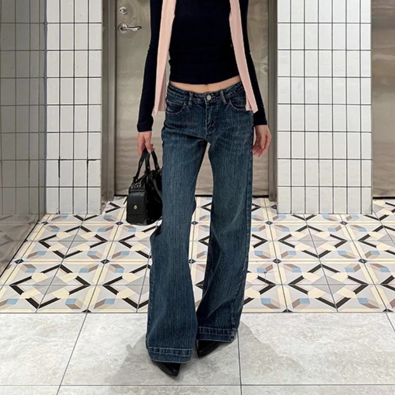 Bootcut Jeans Denim Pant Women Vintage Slim Fit Low Waist Straight Trousers Y2k Streetwear Work Casual High Street Summer 2026
