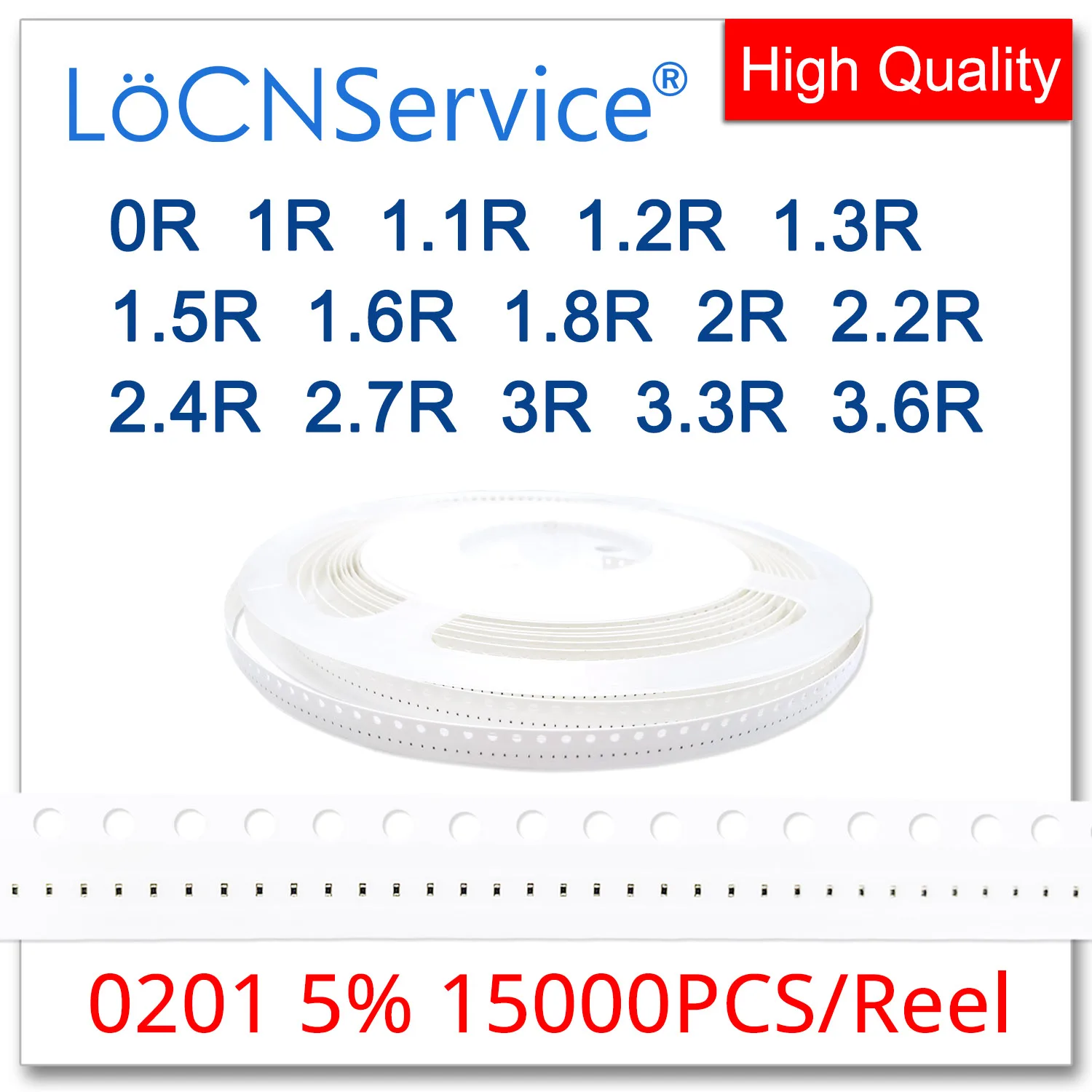 LoCNService 0201 J 5% 15000 шт. 0R 1R 1.1R 1.2R 1.3R 1.5R 1.6R 1.8R 2R 2.2R 2.4R 2.7R 3R 3.3R 3.6R smd резистор 1R1 1R2 OHM