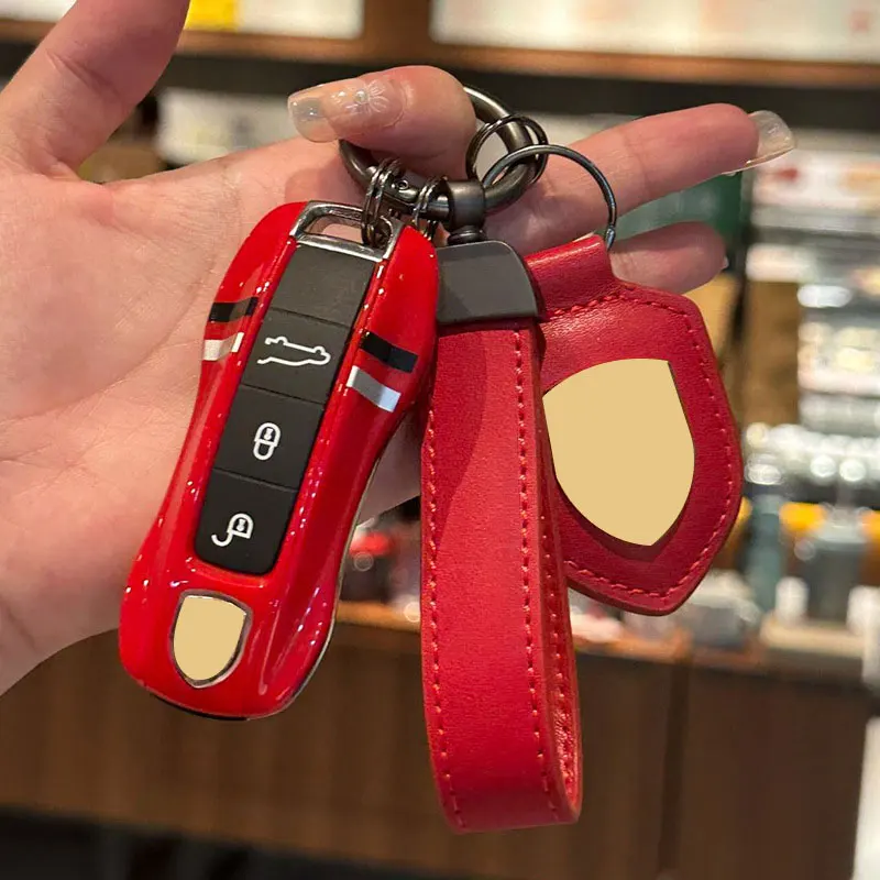 

Car Key Case Key Cover Taycan Cayman Boxster Key Shell Accessories Protective Case For Porsche 718 Cayenne Panamera 911 Macan