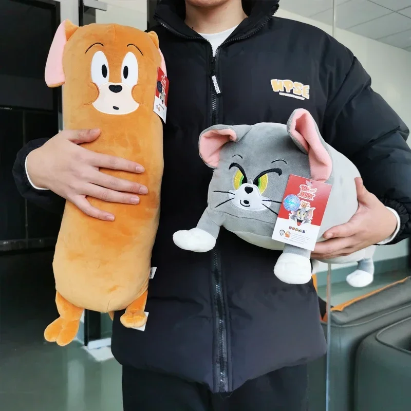 50-55CM Cute Tom And Jerry Plush Toy Cartoon Anime Figure Cat Mouse Plushies Stuffed Pillow Doll Toys For Kid Gift