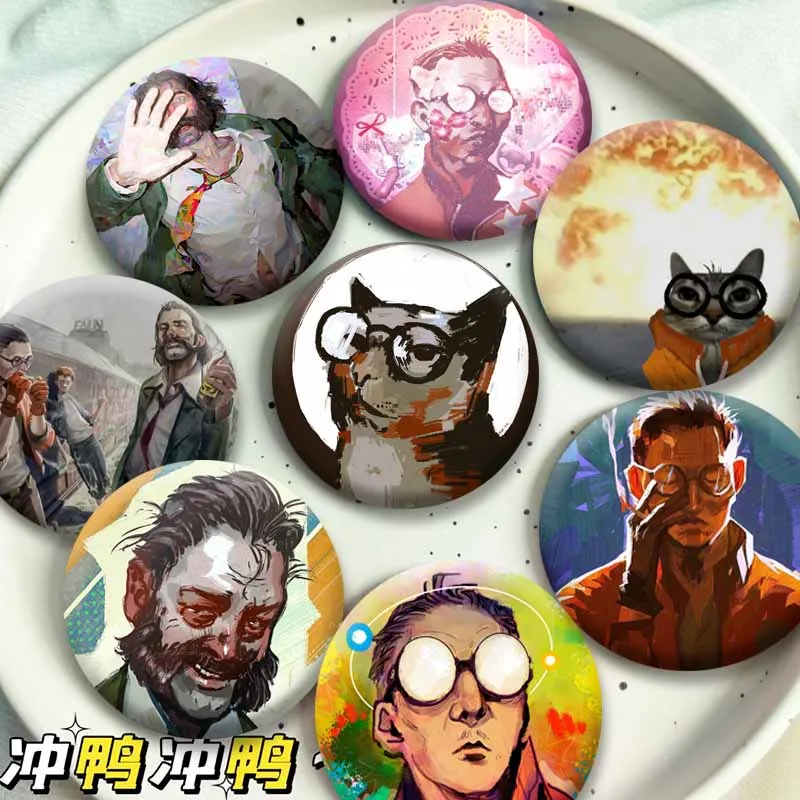 Cartoon Game Peripheral Round Badges Harrier Du Bois Kim Kitsuragi Funny Brooch Fashion Jewelry Accessories Bag Hat Button Pins