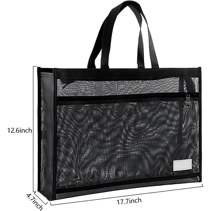 حقيبة تخزين الملصقات الشفافة مقاس 18 × 12 بوصة مع مقبض ومنظم سحاب لمحافظ الفن وكتب الرسم ولوحات الإعلانات #4