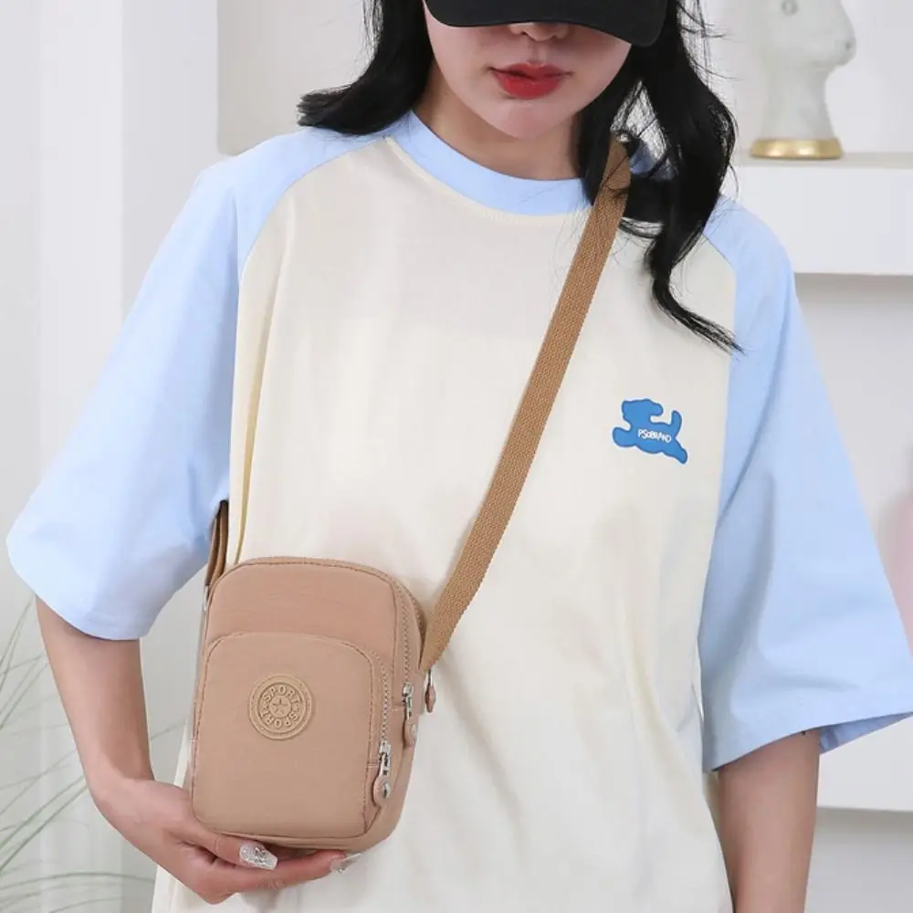 

Multi-functional Zipper Crossbody Bag Adjustable Strap Square Nylon Shoulder Bag Coin Purse Solid Color Small Phone Bag