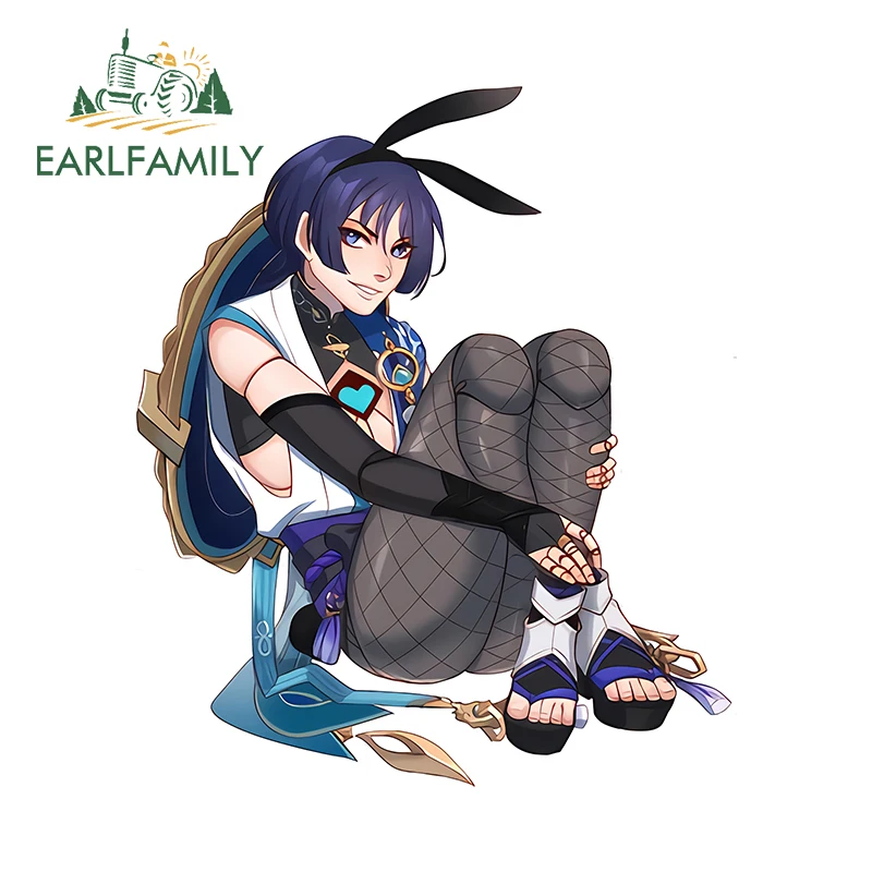 EARLFAMILY 13cm x 11.1cm Game Character Rabbit Car Sticker Interesting Cartoon Car Gadget Decal Funny Occlusion Scratch Decor