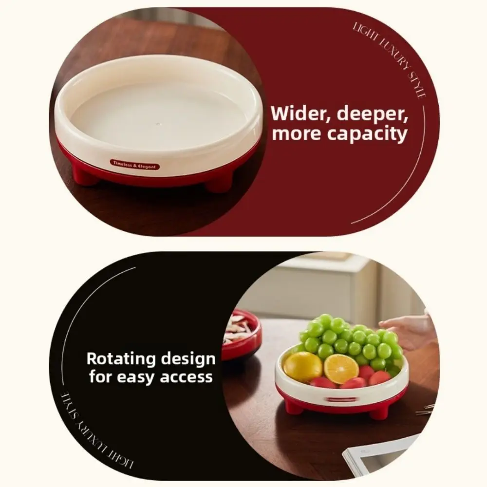New 360 Degree Rotating Fruit Dish Light Luxury Anti-slip Base Candy Platter PP Space Saving Seasoning Lazy Susan Kitchen