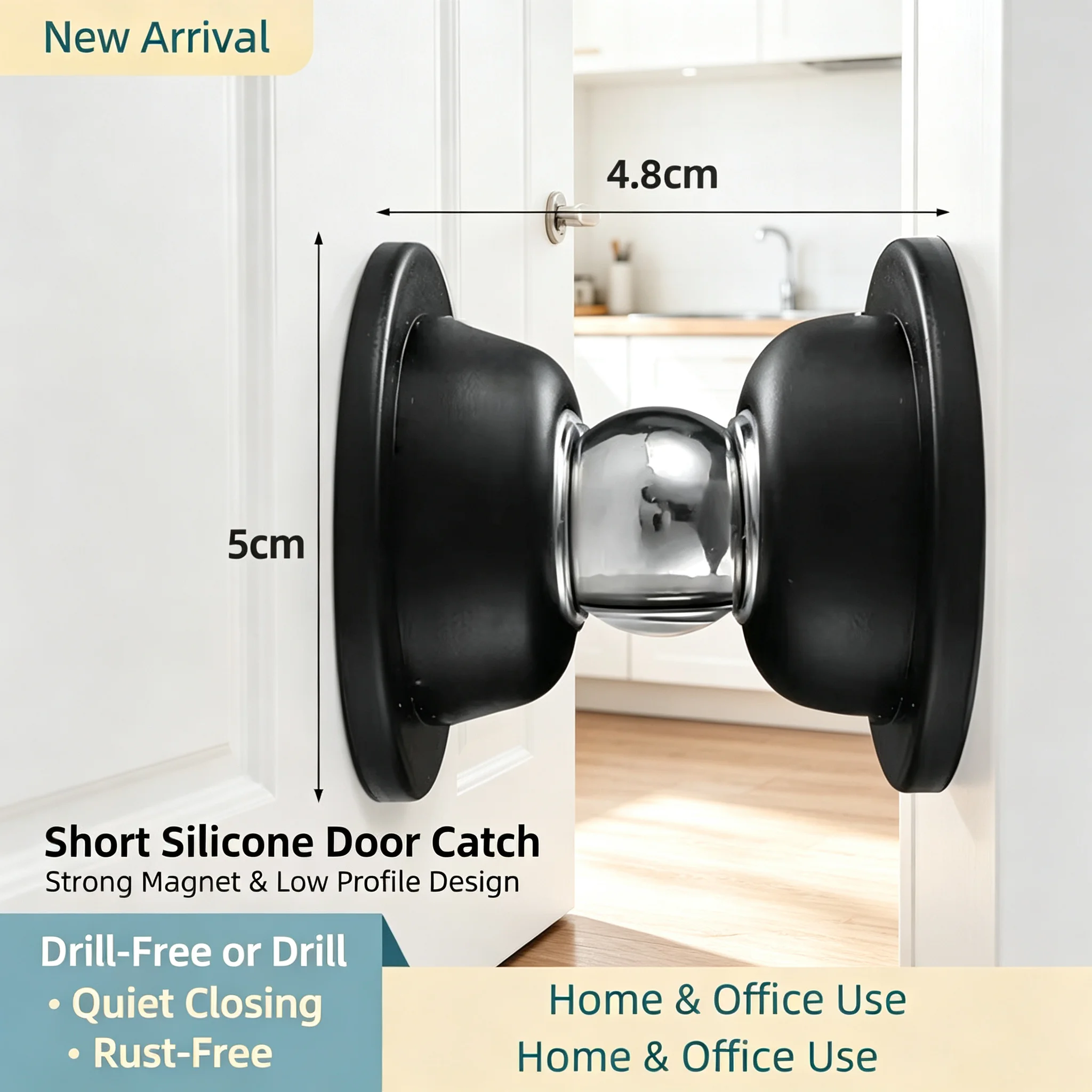 Mute Anti‑Collision Silicone Door Stopper Touch‑Sensitive Strong Magnetic Door Suction for Hotel Household Living Room Doors
