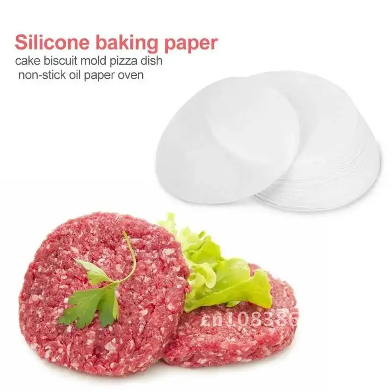 500pcs 10cm 11cm Round Baking Paper Silicone Baking Paper Round Non-stick Greaseproof BBQ Oven Patty Hamburger Baking Accessory