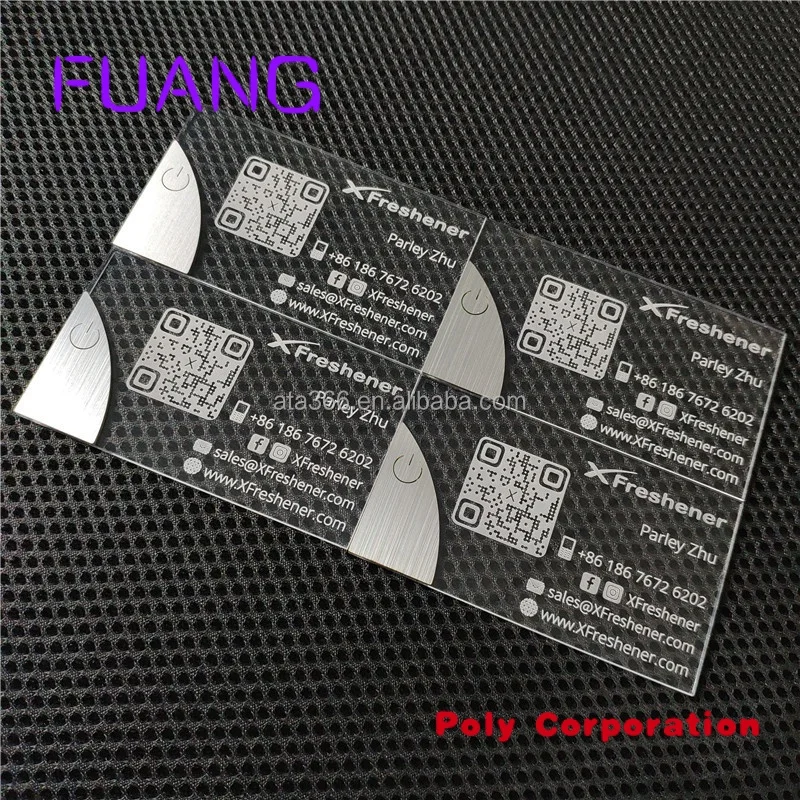 Custom 6 NEW 2022 Luxury LED Glow Business Cards Custom Plastic Transparents Business Card LED Light Tray Pink Business Card