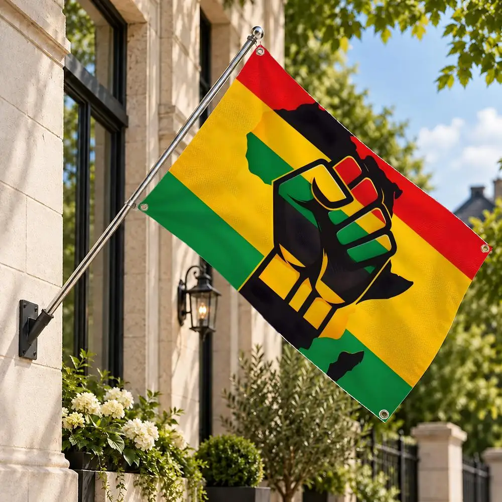 Symbol UNIA Pan-African Black Liberation Flags Wall Hanging Decor Banner Flag, Indoor Outdoor Use for Yard Patio