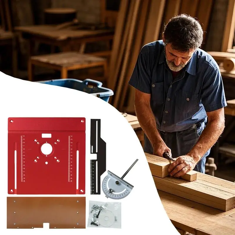 Placa de inserção de roteador, escala transparente, placa de inserção de roteador multifuncional com furo central, ferramentas para trabalhar madeira, corte de madeira
