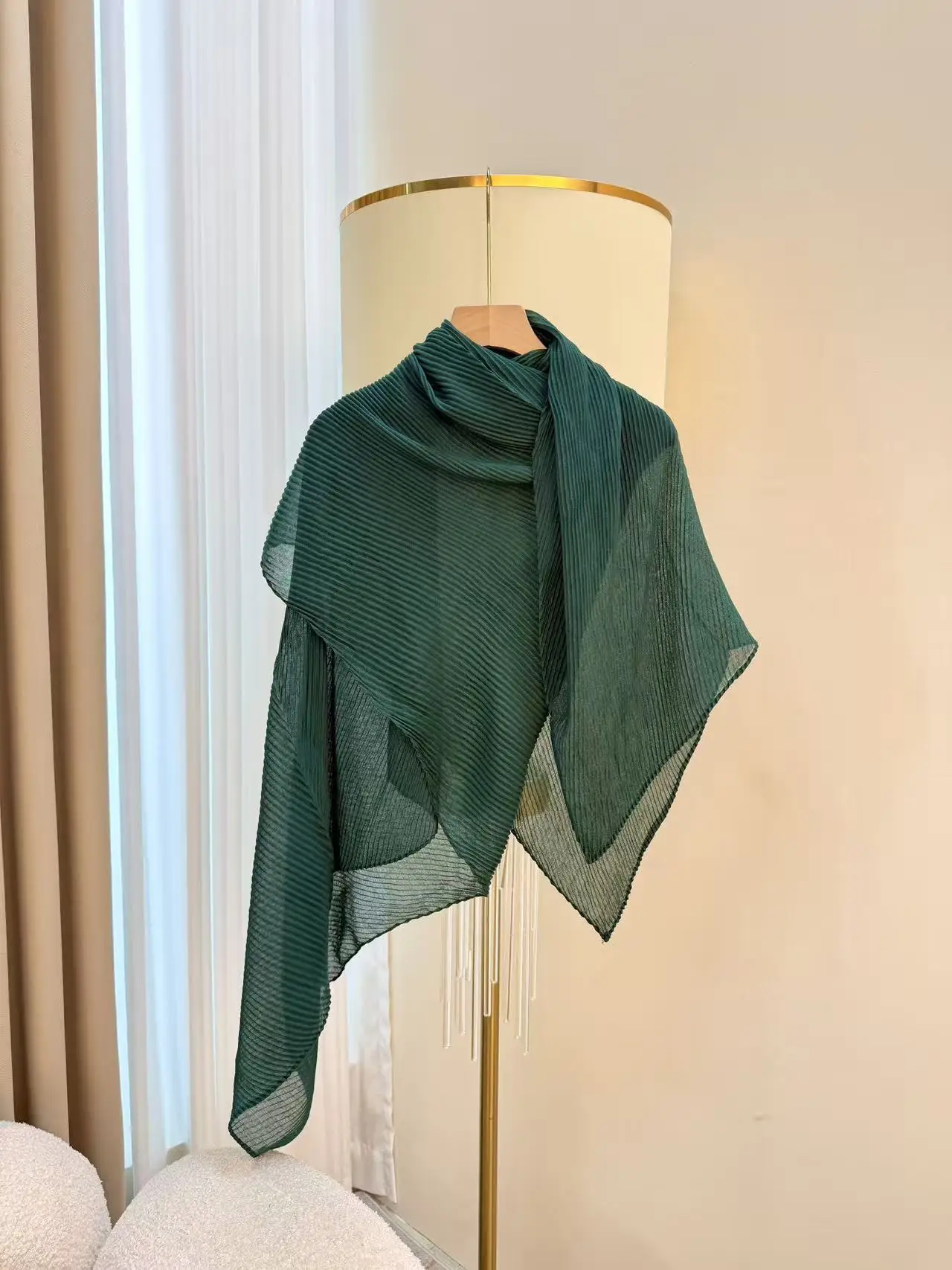 وشاح نسائي مطوي - وشاح شيفون مزخرف صلب، شال مطوي على الموضة للسيدات 2025 وصول جديد - إكسسوار الزي اليومي