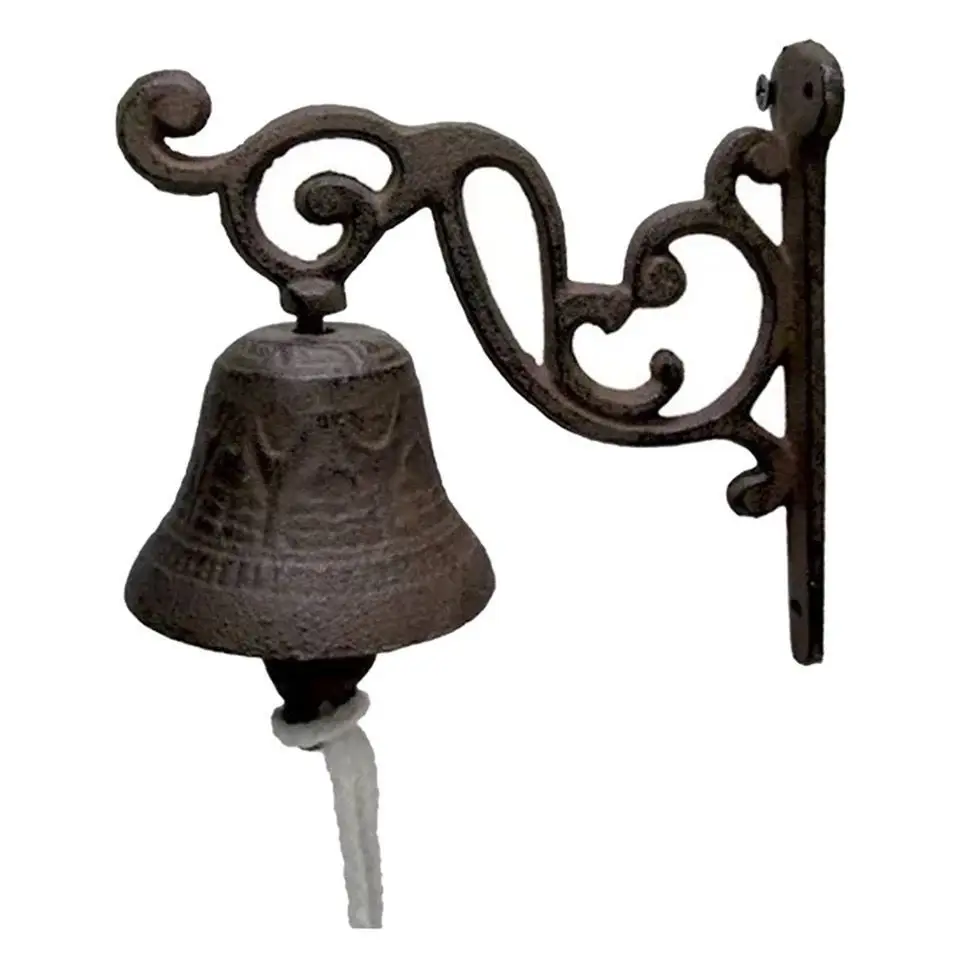 Heavy Duty Cast Iron Wall Hanging Bell Welcome Sign, Hanging Doorbell Home Decor Indoor Outdoor Wall Dinner Bell for Front Door