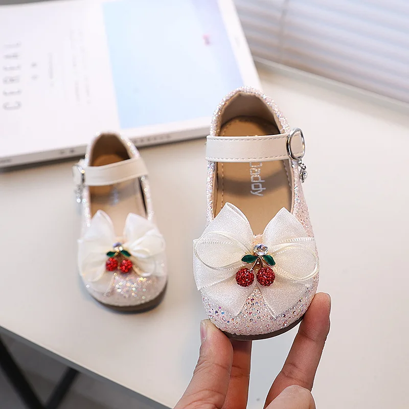 

New Toddlers Girls Mary Janes Sweet Bowknot Children Leather Shoes Party Wedding Flat Shoes Elegant Kids Princess Dress Shoes