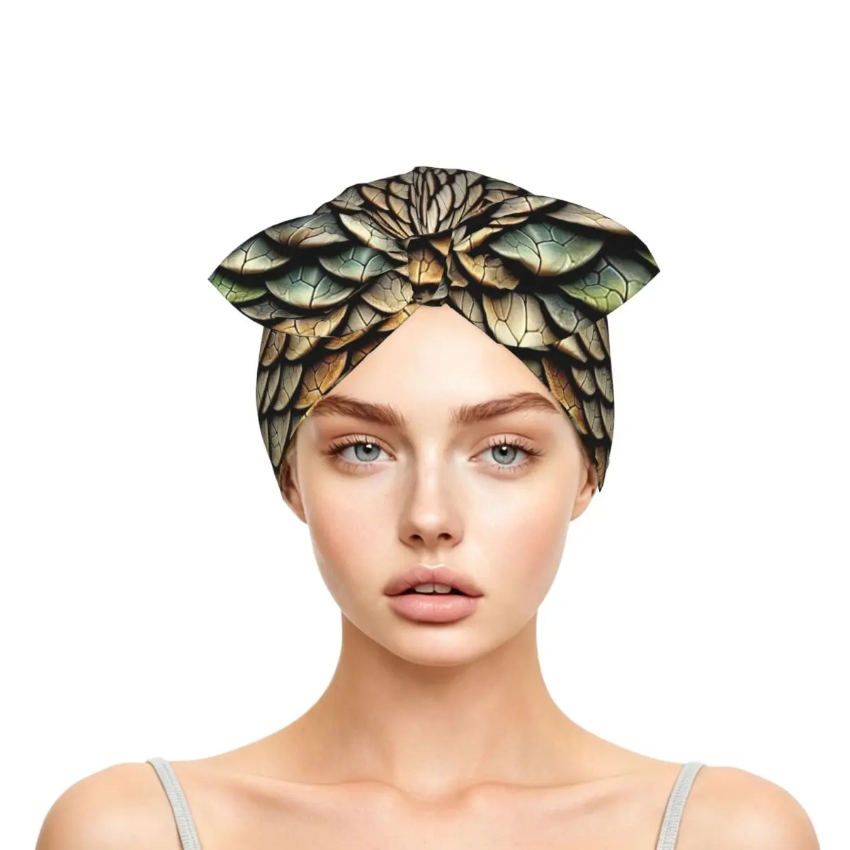 Dragon Scale Sleep Bonnet Double Layer with Adjustable Bow, Reversible Hair Cap for Curly Braids Hair