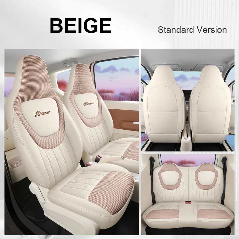 Maßgefertigte Auto-Zubehörteile Sitzbezüge Komplettset aus Kunstleder für Wuling MINI EV 2024 Vorder- und Rückreihe für Hongguang Mini – Detail 17