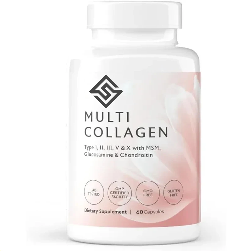 Hydrolyzed Multi Collagen Peptide Protein Capsules - Type I, Ii, Iii, V Grass Fed Cattle, Chicken, Marine Collagen Supplement