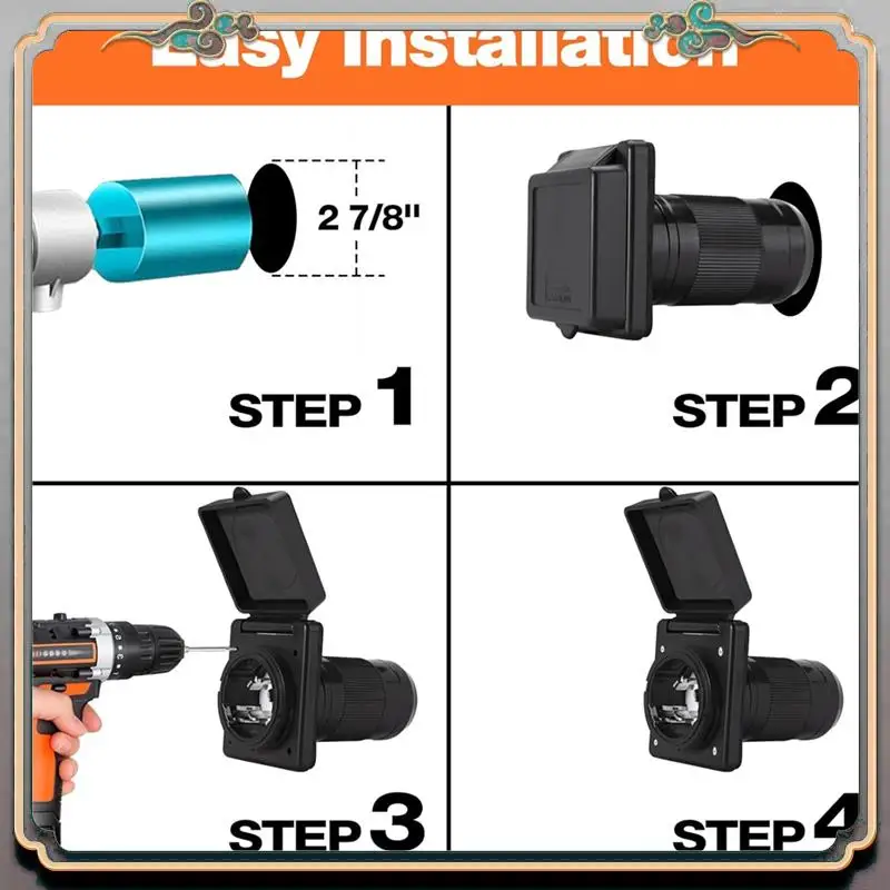 

Reliable-50 AMP Twist Lock RV Shore Power Inlet 125V/250V ,RV Shore Power Inlet With Weatherproof Boot Kit