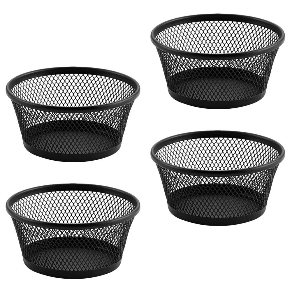 4 Pcs Grocery Basket Stationery Storage Box Office Desks Stackable Iron Mesh Dispenser for Paper Clip