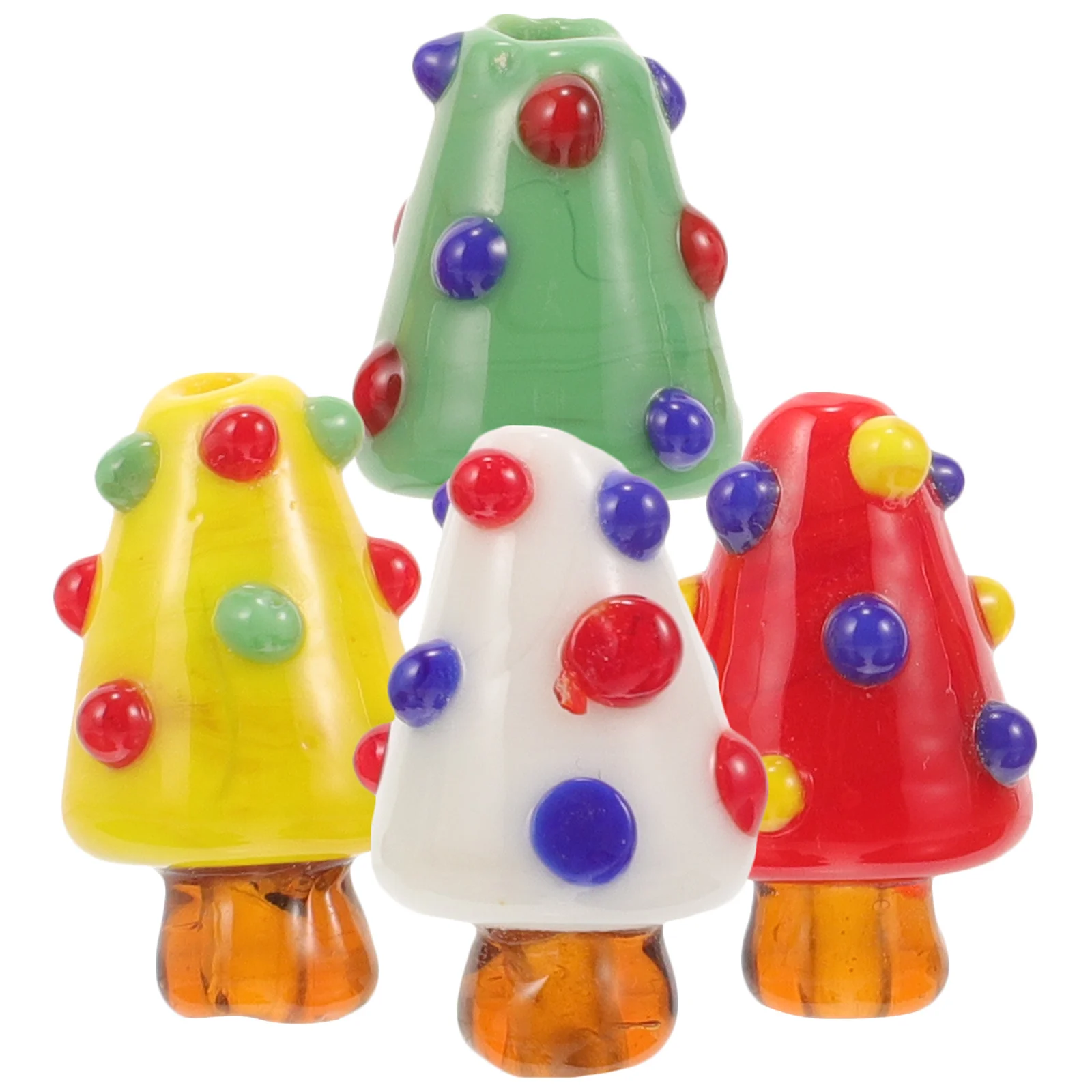 

TEHAUX 4pcs Christmas Tree Craft Beads Glass Loose Spacer Charms for Necklace Bracelet Making Xmas Decor