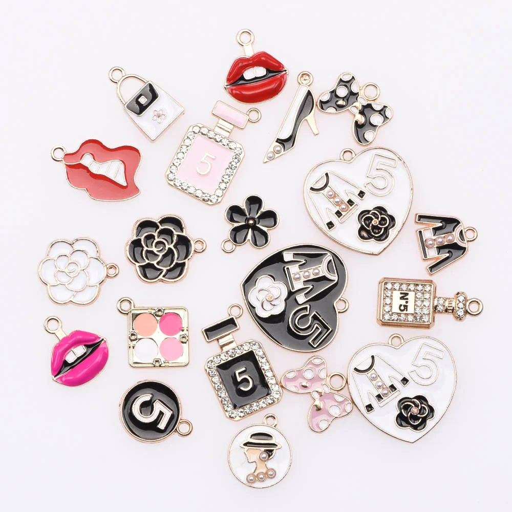 

Shinny Perfume Flower Heart Shoes Charm Red Pink Lips Shoe Decoration Black High Heel Cloth Clog Charms Women Girl Gifts