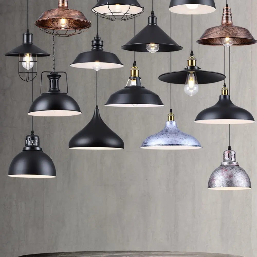 Rustic Iron Pendant Light Industrial Dome Hanging Lamp Retro Style Ceiling Fixture For Dining Room Bar Pub Lighting