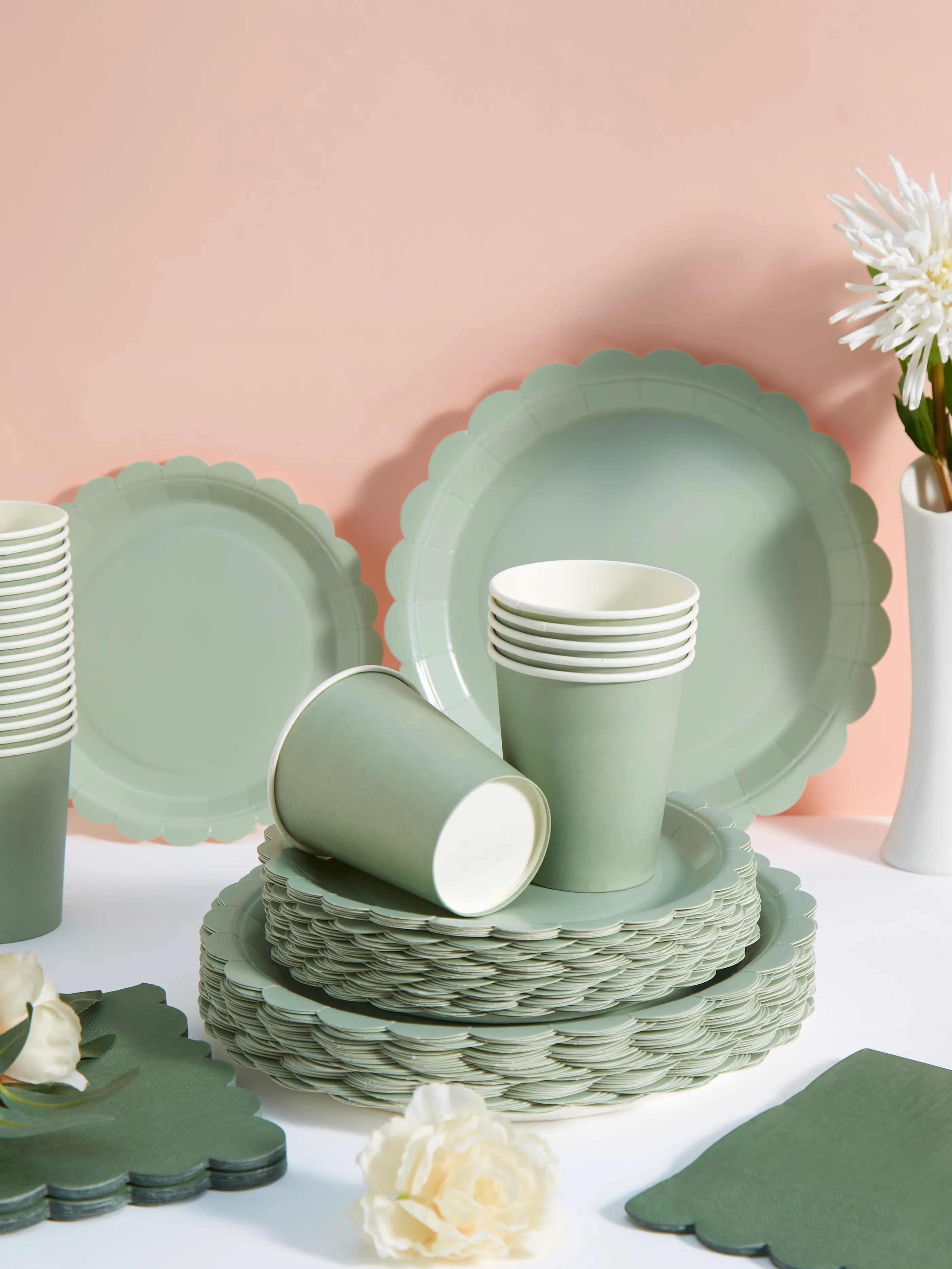 97pcs/set Disposable Tableware Set Paper Plates Cups Napkins Bohemia Wedding Bridal Birthday Party Decor Supplies - view 2