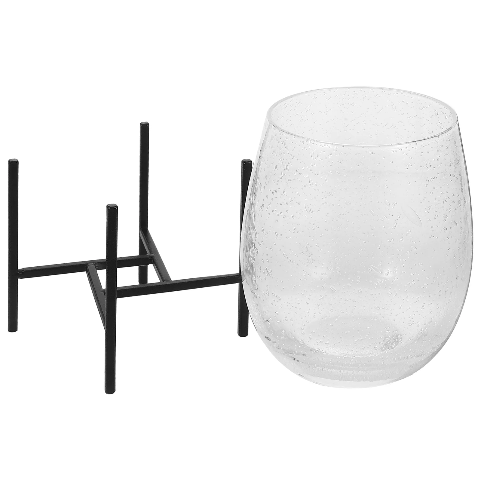 

Handmade Iron Art Water Propagation Vase Transparent Glass Bubble Planter for Hydroponic Plants Japanese - Style Modern