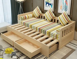 The solid wood sofa bed can be folded and sliding small apartment, which is multi-functional and sitting