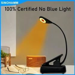 No Blue Book Light LED Reading Light USB 1000mAh Rechargeable Clip On Blue Blocking Amber LED Light Reading in Bed 1600K