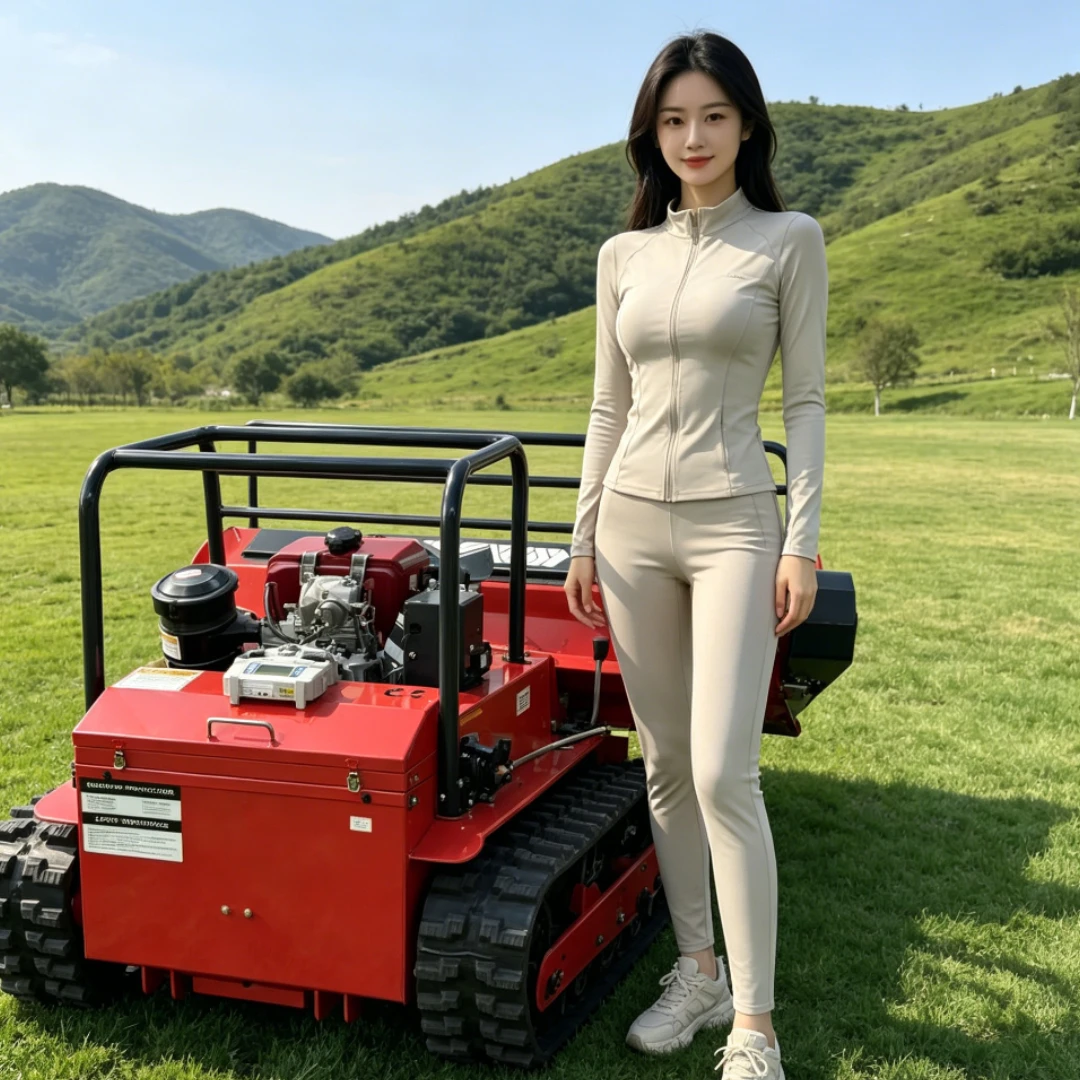 Customized lawn mower, large track type lawn mower with cutting width of 80-120cm, fuel driven suitable for large-area lawns