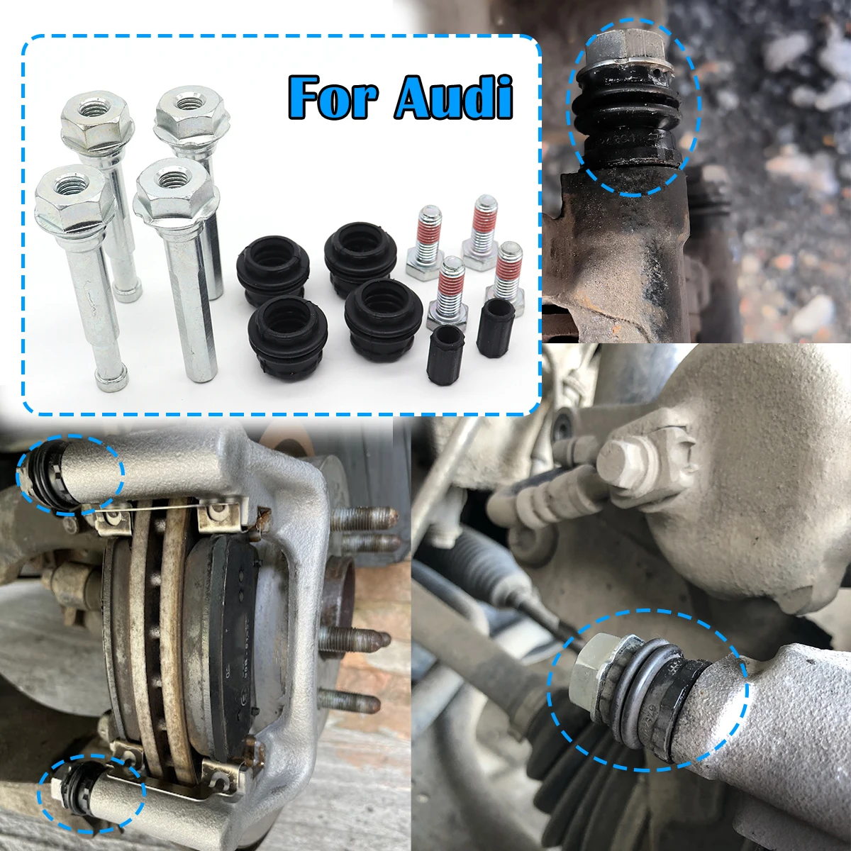 

Brake Caliper Cylinder Slider Guide Pin For Disc Housing Bolts Rubber Bushing Boot Seal For Audi TT FV 2014-2018 Q2 GAB A3 8V