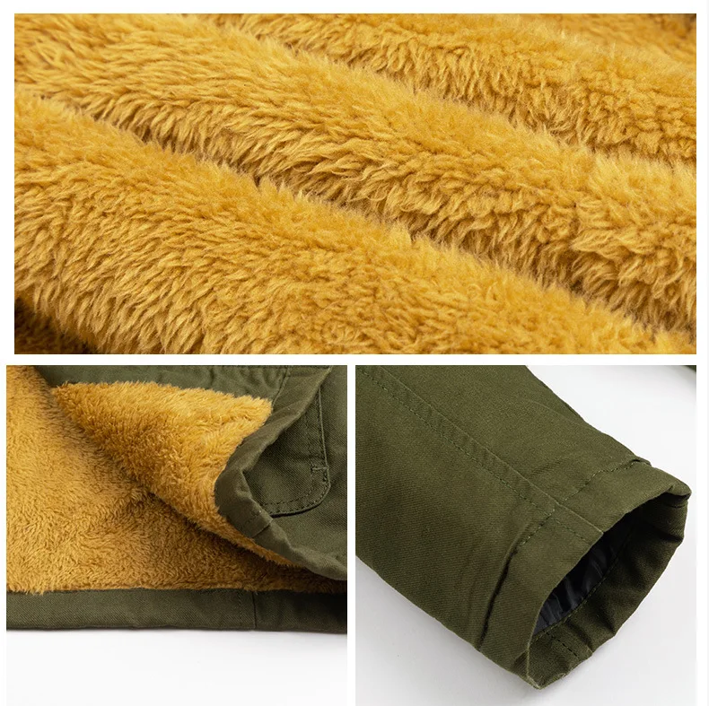 Winter Cotton-padded Men's Tooling Jacket Medium And Long Men's Large-size Coat Warm And Thicker