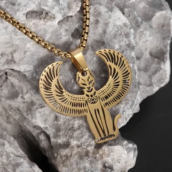 Men\'s Stainless Steel Ancient Egyptian Cat Cthulhu Mythos Terminator Pendant Necklace Women\'s Fashion Cool Jewelry