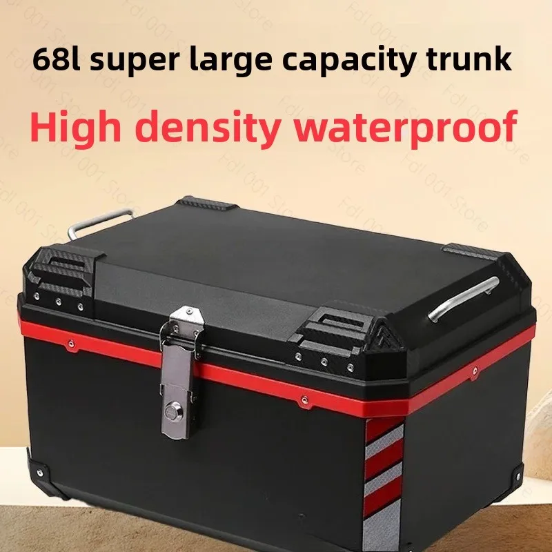 68L Universal Motorcycle Top Case Waterproof Large Capacity Storage Box for Electric
