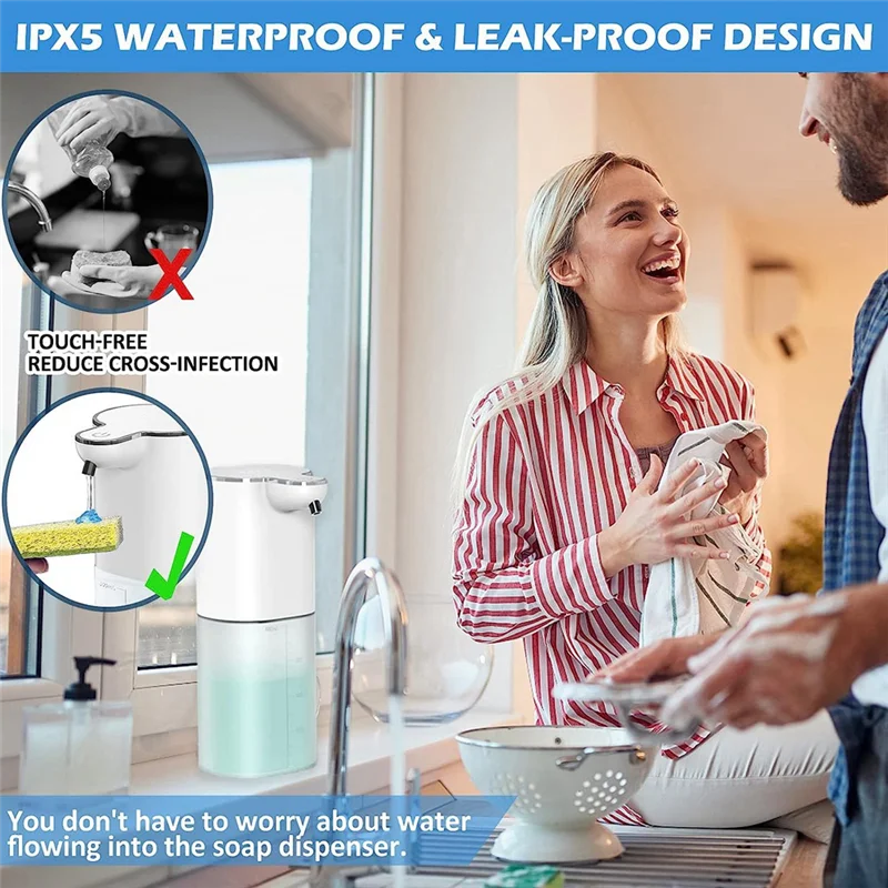 

AA21-автоматический дозатор жидкого мыла, настенный дозатор мыла 13,5 унций/400 мл, перезаряжаемый через USB, бесконтактное мыло для рук и посуды