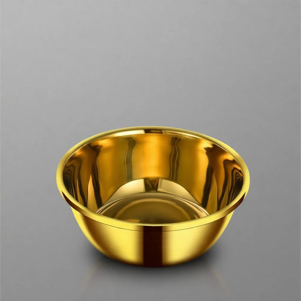 Thickened Gold Stainless Steel Bowl Kitchen Basin Versatile Pet Food Dish Durable Metal Container For Dog Feeding Use