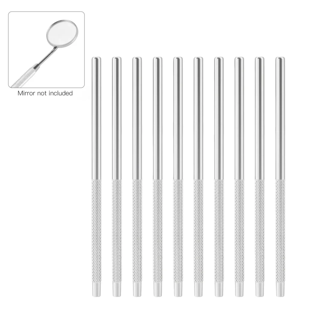 

10pcs Dental Mouth Mirror Handle Stainless Steel Anti-slip Single Handle Without Mirror Dental Examination Tool Accessories