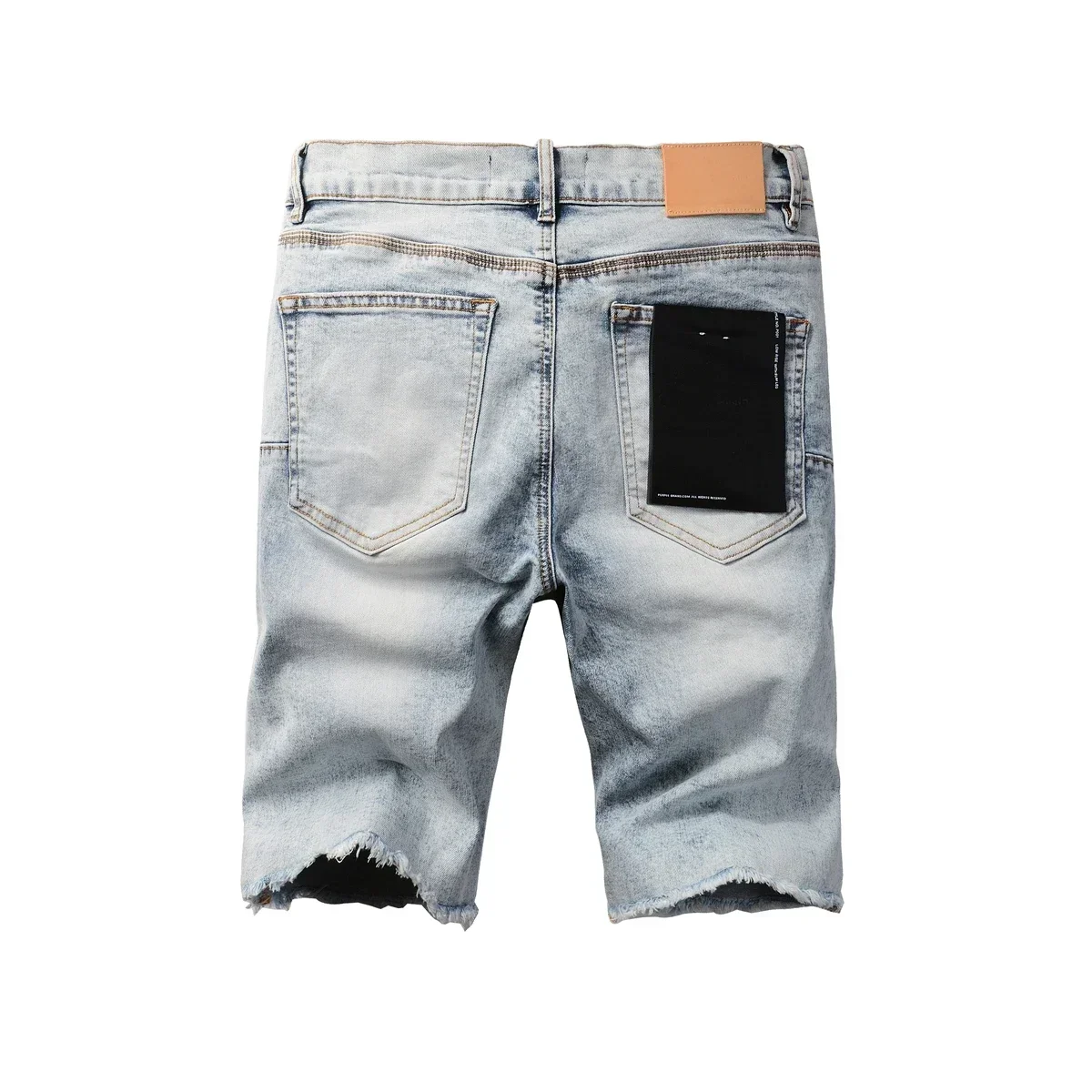 Hochwertige neue purpur farbene Jeans shorts Männer trend ige elastische kantige mittlere unregelmäßige hellblaue Farbe gewaschene Jeans-Marken hose