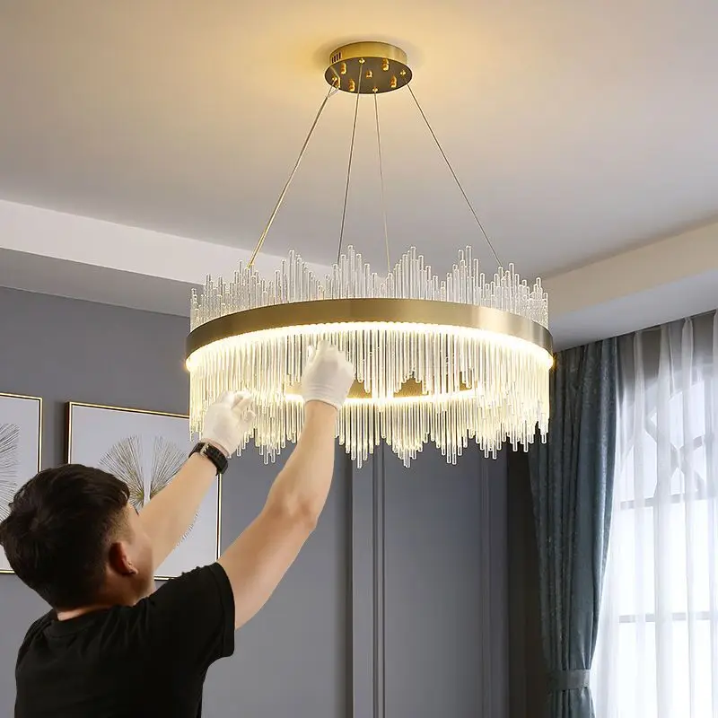 

Luxury Crystal LED Chandelier Light Postmodern Dimmable Pendant Lamps for Bedroom Living Dining Room Decor Hanging Lamp Fixture