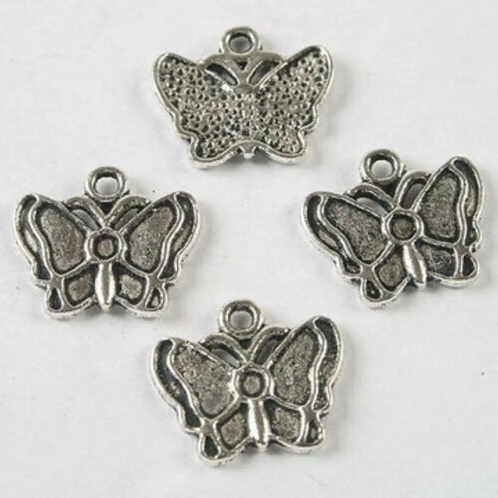 Pingente de borboleta bonito, DIY colar e pulseira acessórios, H3796, 14,5x16,7mm, 20pcs