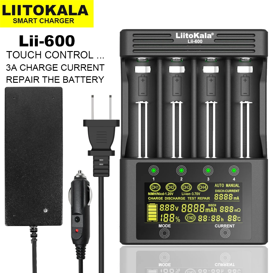 New Liitokala Lii-600 Lii-500 M4S 18650 Lithium Battery Charger 3.7V 21700 26650 18350 18500 16340 17500 25500 10440 1.2V AA AAA