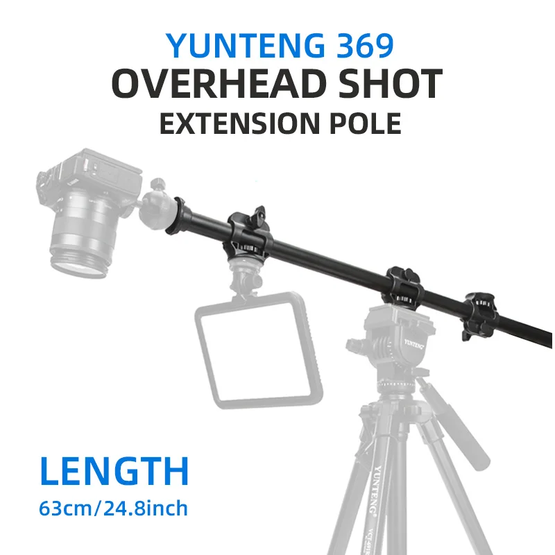 Yunteng 369 Camera Overhead Tripod Extension Pole Cell Phone Camera Vertical Photo Shooting Stands Tripods