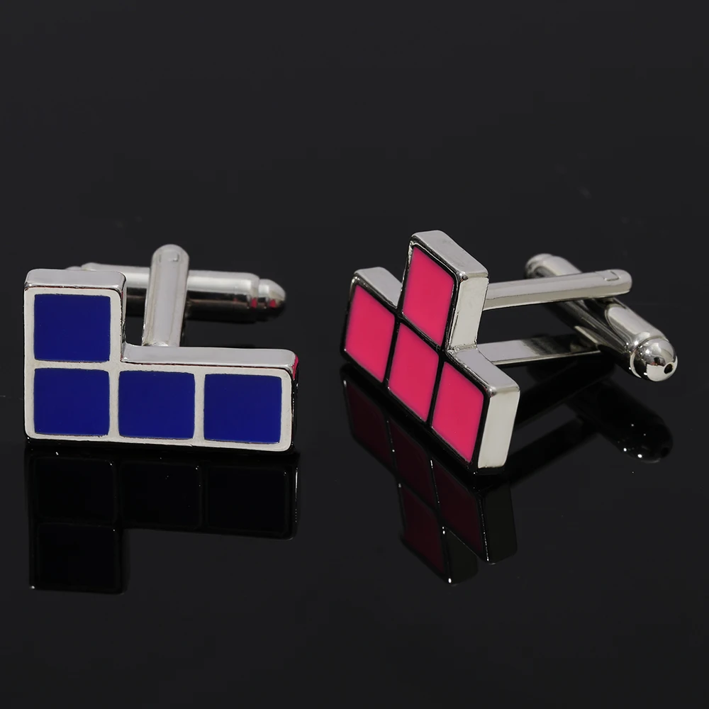 Wholesale New Mens Cufflinks Pink Enamel Game Cuff Links Blue Ricky Teewee Sleeve Button For Boys Shirt Suit Tuxedo Party Gift