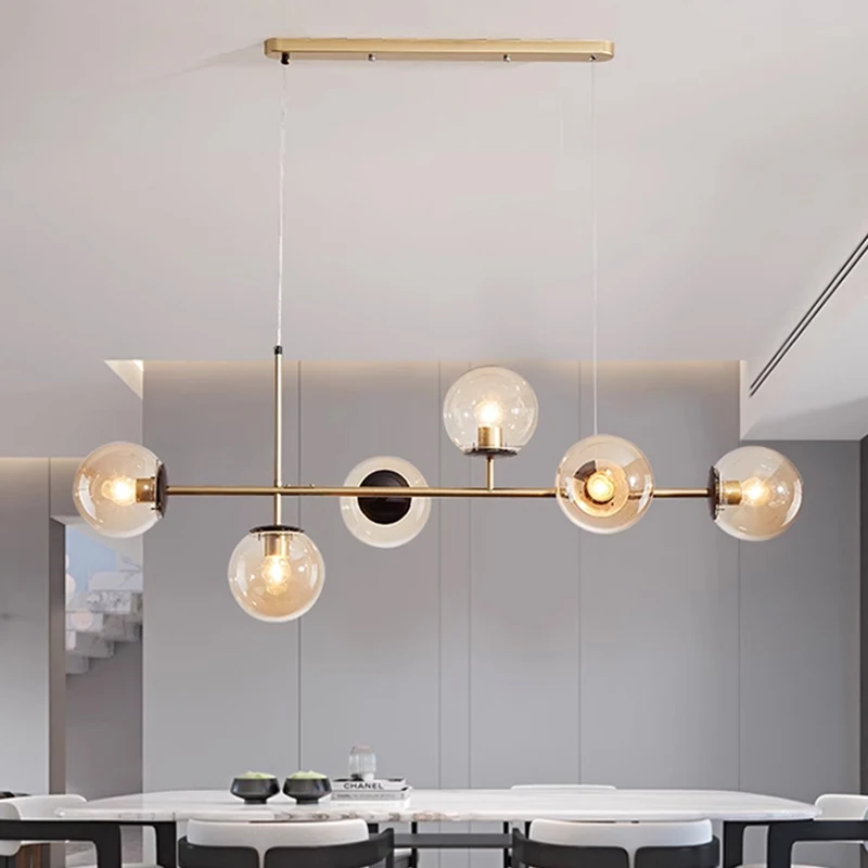 Modern LED Glass Ball Hanging Lamp Ceiling Chandelier For Dining Room Kitchen Living Room Pendant Light Indoor Lighting Fixtures