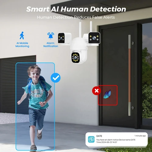 Imagen 2 del producto Cámara IP WIFI de 15MP 6K para exteriores, seguimiento de movimiento, cámara de vídeo PTZ 4K, tres lentes, tres pantallas, sistema de seguridad impermeable, O-KAM Pro