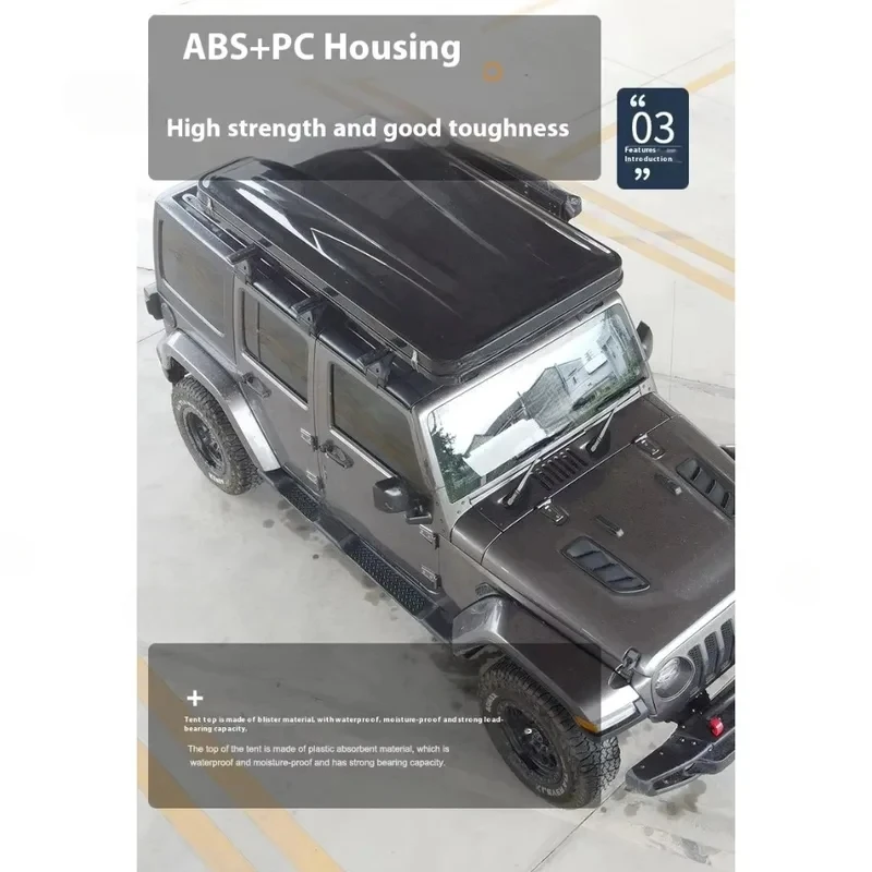 High Quality Low-Profile Quick Automatic Opening Resin Fabric Hard Rooftop Tent SUV Outdoor Camping Accessories